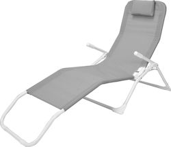 Foldable Metallic Beach Sunbed Gray with Pillow