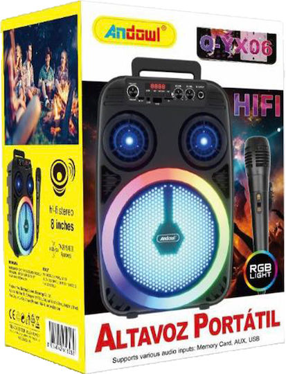 Andowl Ηχείο Karaoke με Ασύρματο Μικρόφωνο και Εφέ Φωτισμού Q-YX06 Μαύρο
