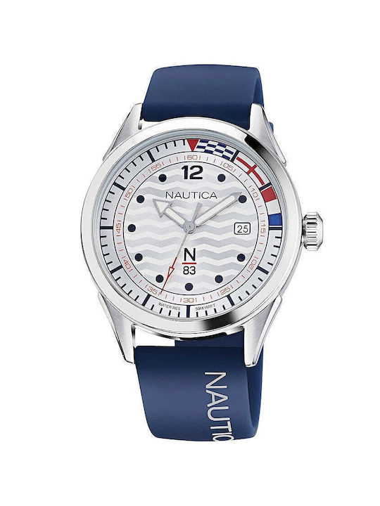 Nautica Watch Battery with Blue Rubber Strap