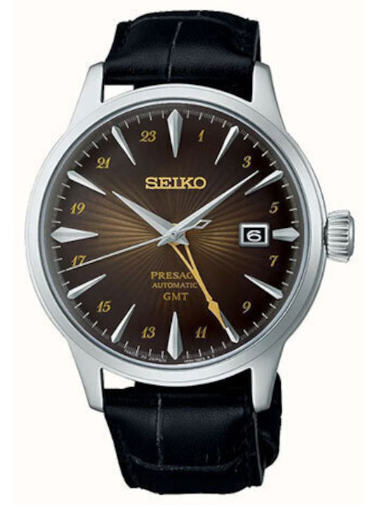 Seiko Time Ρολόι Μπαταρίας με Δερμάτινο Λουράκι