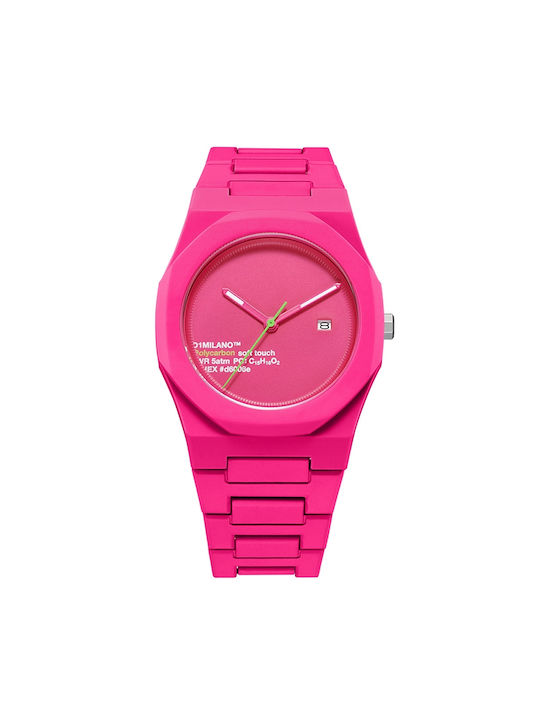 D1 Milano Watch Battery with Pink Rubber Strap