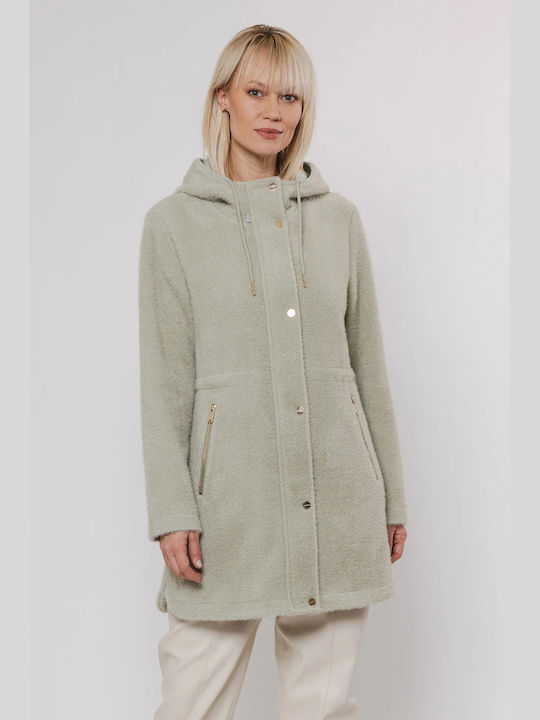 Rino&Pelle Women's Coat with Zipper and Hood Beige