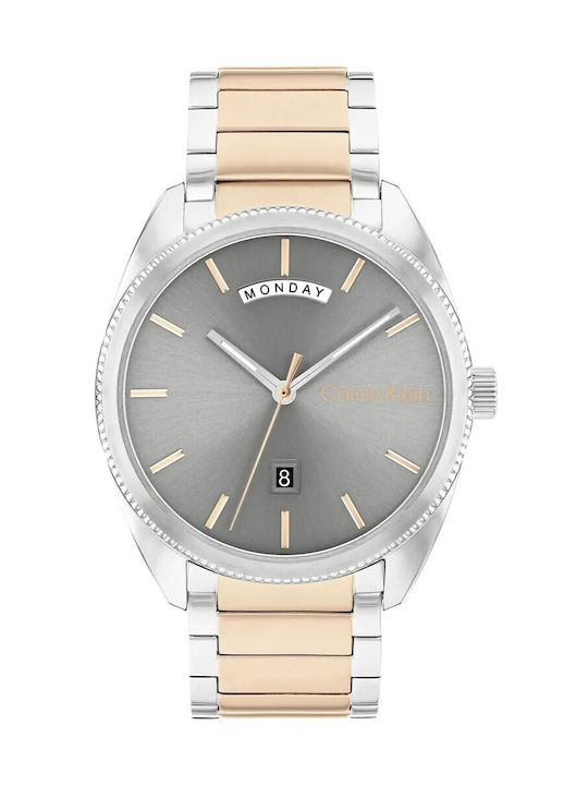 Calvin Klein Uhr Batterie mit Beige Metallarmband