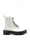 White Patent Leather Ankle Boots with Sturdy Sole