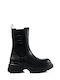 Black High Ankle Boots with Double Buckle & Elastic