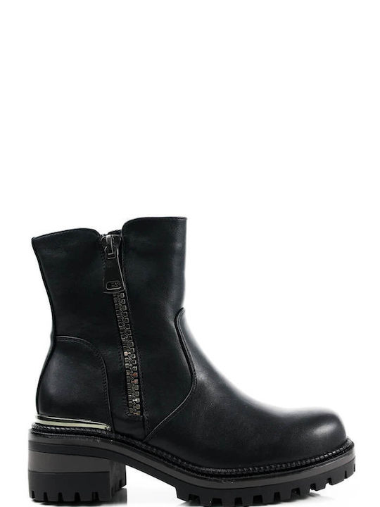 Black Ankle Boots with Side Zipper