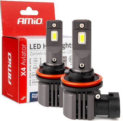 AMiO Лампи Автомобила H8 / H9 / H11 / H16 Canbus LED Хладно бяло 44W 2бр