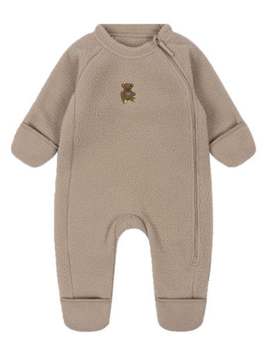 Konges Slojd Baby Bodysuit Long-Sleeved Oxford Tan