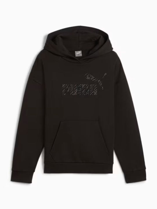 PUMA Παιδικό Φούτερ με Κουκούλα και Τσέπες Μαύρ...