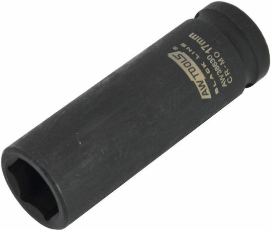 Awtools 1/2" Long Hex Impact Socket 27mm Black Line