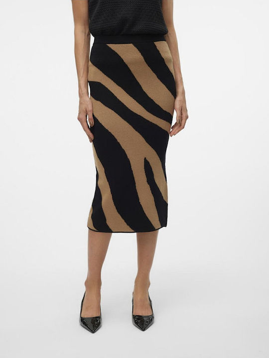 Vero Moda Midi Skirt Black/Brown