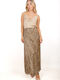 Ellen Satin Skirt Leopard in Brown color