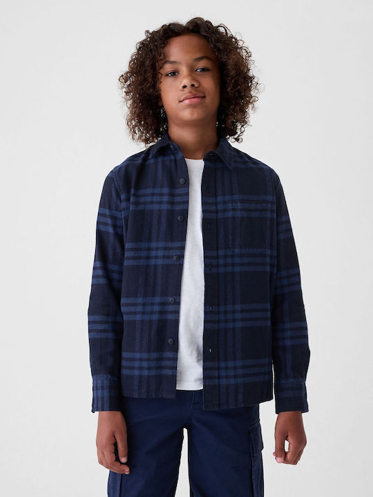 GAP Kids Checked Shirt Long Sleeve Blue Flannel