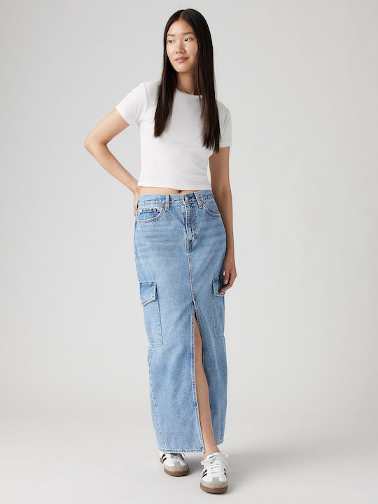 Levi's Denim Maxi Skirt Med Indigo