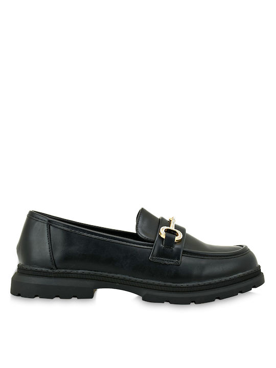 Exe Girls Leather Moccasins Black