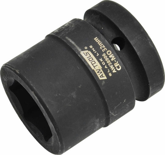 Awtools 1" Short HEX Impact Socket 46mm Black Line