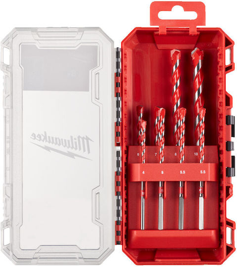 Milwaukee Set of 8 Diamond Drills Carbide with Cylindrical Shank for Masonry