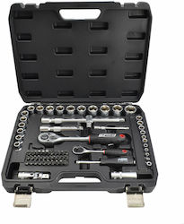Awtools 72-teiliger Steckschlüsselsatz 1/2" 1/4" Black Line