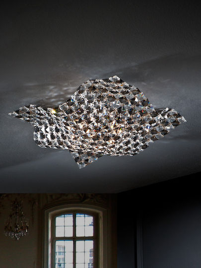 Saten Ceiling Mount Light Gray with Socket G9 with Crystals