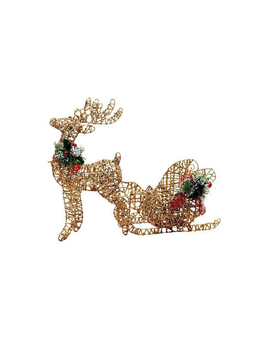 Fylliana Christmas Lighted Decorative Reindeer Sleigh Fylliana Fl220303 Bronze Color 50cm
