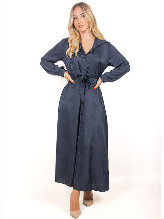 Satin Shirt Dress Blue