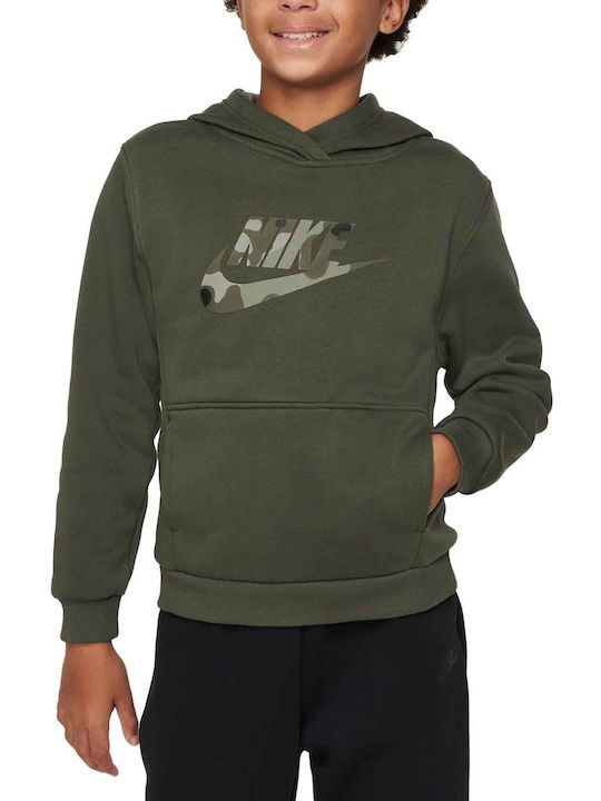 Nike Fleece Παιδικό Φούτερ με Κουκούλα Πράσινο ...