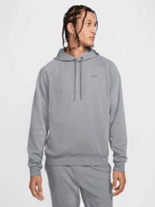 Nike Dri-Fit Φούτερ με Κουκούλα Γκρι