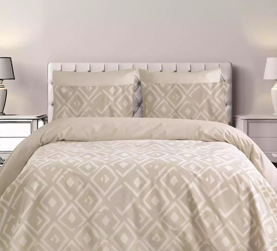 Makis Tselios Home Σετ Παπλωματοθήκη Βαμβακερή Υπέρδιπλη με 2 Μαξιλαροθήκες 240x250cm Beige