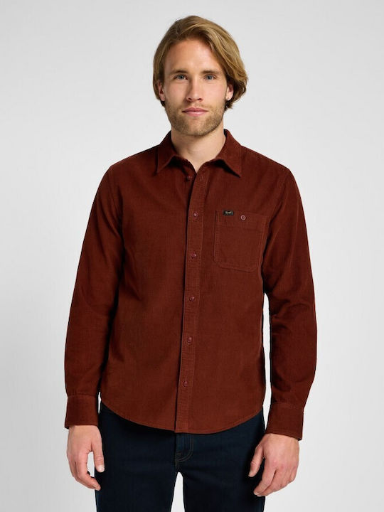 Lee Men's Shirt Long Sleeve Corduroy Burgundy