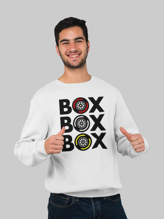 "Box Box Box" White Sweatshirt