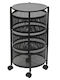 Keskor Metallic Kitchen Trolley 3 Tiers Black 30x30x58cm