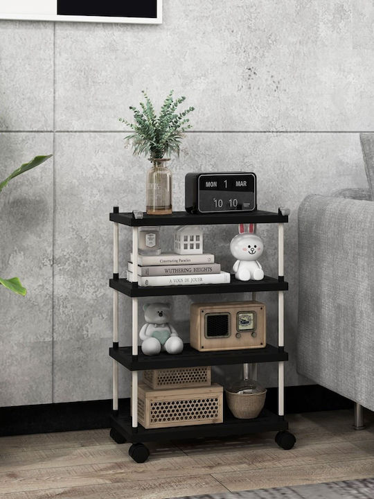 Costway Kitchen Trolley Plastic 3 Tiers Black 40x21x59.5cm