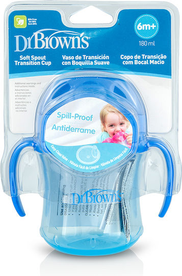 Dr. Brown's Cana de antrenament pentru bebeluși Plastic cu mânere Albastru Albastru pentru 6m+m+ 180ml