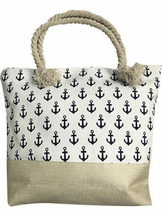 HOMie Beach Bag from Canvas with design Anchor White