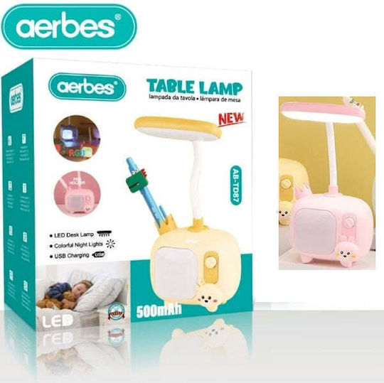Aerbes LED Kinder Schreibtischlampe Rosa 10x8x14εκ.