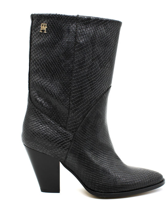 Leder Damenstiefel Cowboy Schwarz