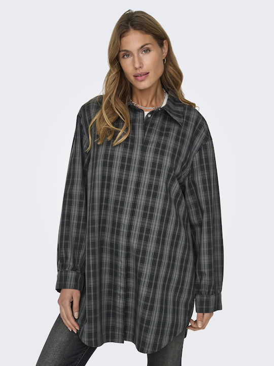 Only Women's Checked Long Sleeve Shirt Dark Grey