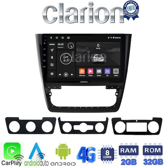 Clarion Ηχοσύστημα Αυτοκινήτου για Skoda Yeti 2014> (Bluetooth/USB/WiFi/GPS/Apple-Carplay/Android-Auto) με Οθόνη Αφής 9"