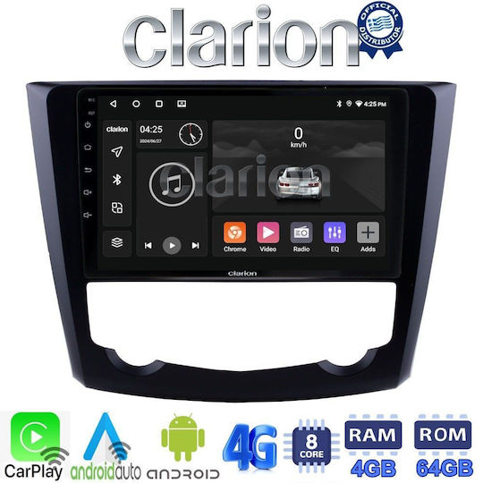 Clarion Ηχοσύστημα Αυτοκινήτου για Renault Kadjar 2015> (Bluetooth/USB/WiFi/GPS/Apple-Carplay/Android-Auto) με Οθόνη Αφής 9"