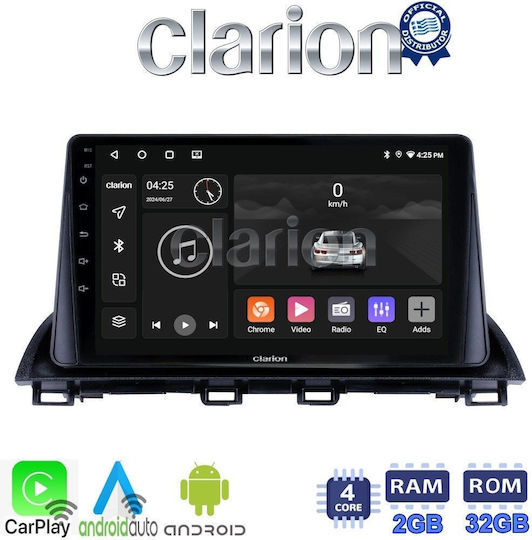 Clarion Ηχοσύστημα Αυτοκινήτου για Mazda CX-4 2014 > (Bluetooth/USB/WiFi/GPS/Apple-Carplay/Android-Auto) με Οθόνη Αφής 9"