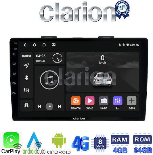 Clarion Ηχοσύστημα Αυτοκινήτου για Fiat 500L 2012> (Bluetooth/USB/WiFi/GPS/Apple-Carplay/Android-Auto) με Οθόνη Αφής 9"