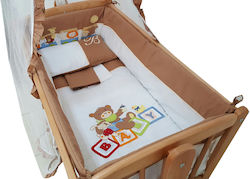 Beboulino Baby Cradle Bedding Set Bear 6pcs Brown