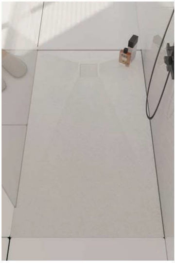 Tema Ορθογώνια Inox Ντουζιέρα 80x120cm GLASS STONE WHITE