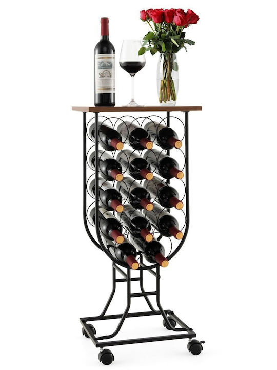 Costway Freistehend Weinkeller Hölzernes mit Rädern Braun 38x30x82εκ.