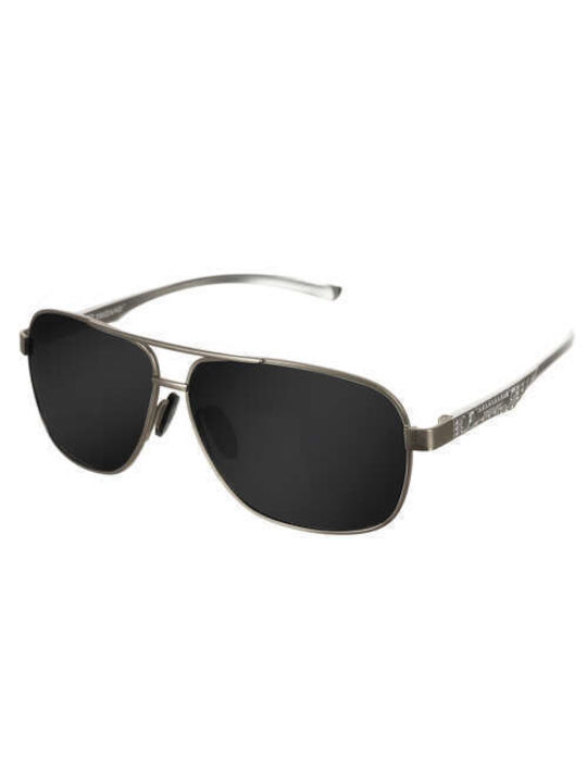 Trizand Men's Sunglasses with Gray Metal Frame and Black Polarized Lens