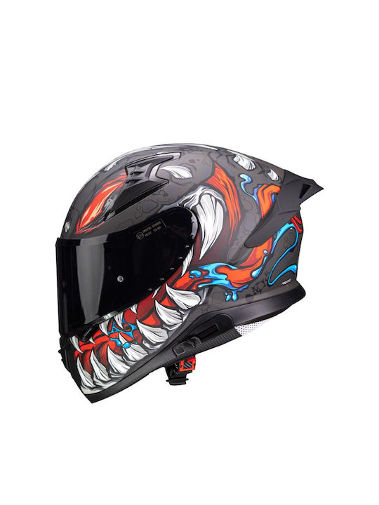 Pilot Snake SV Full Face Helmet with Sun Visor ECE 22.06 1500gr Reptile-X Titanium Mat