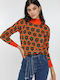Women's Crop Sweater Floral Orange
