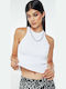 Γυναικείο Crop Top Αμάνικο Εκρού
