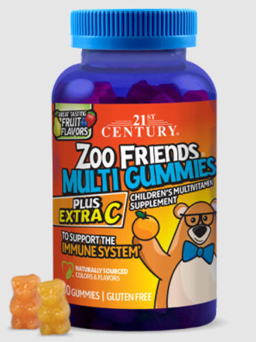 21st Century Zoo Friends Multi Gummies + Extra C Мултивитамини за деца 60 желирани таблетки