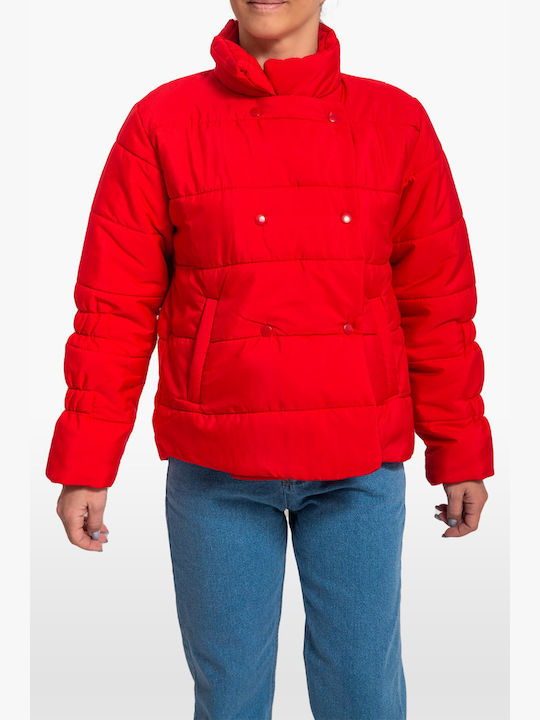 Women's Short Lifestyle Jacket for Winter RED